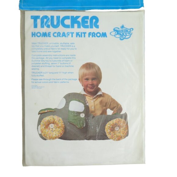 Vintage Stuffable Toy Truck Plush Home Craft Kit Precut Fabric 21" L X 11" H NEW - Picture 6 of 10